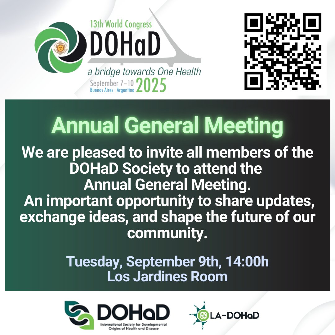 DOHaD2025 (@dohad2025) on Twitter photo 🌟 Join us for theAnnual General Meeting of DOHaD! An essential opportunity to connect, share updates, and shape the future of our community. See you in the Los Jardines Room on September 9th! #DOHaD2025 #CommunityLeadership#Networking <a href="/DOHaD_Society/">International DOHaD Society</a> <a href="/LA_DOHaD/">Latin American DOHaD Regional Society</a> 🌟 Join us for theAnnual General Meeting of DOHaD! An essential opportunity to connect, share updates, and shape the future of our community. See you in the Los Jardines Room on September 9th! #DOHaD2025 #CommunityLeadership#Networking <a href="/DOHaD_Society/">International DOHaD Society</a> <a href="/LA_DOHaD/">Latin American DOHaD Regional Society</a>