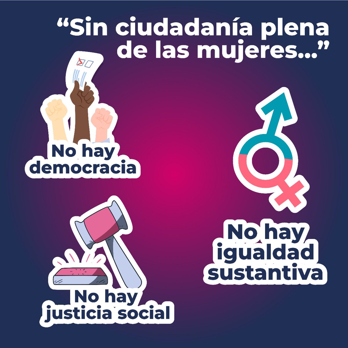 Ser ciudadanas es más que votar.
Es decidir, ser electas, representar y gobernar.

El 8 de septiembre recordamos que la ciudadanía de las mujeres es la base de la democracia paritaria.