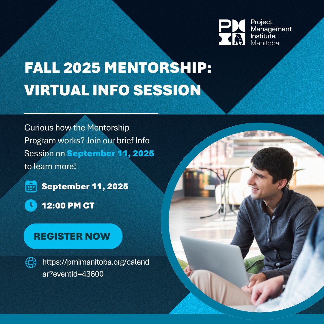 Curious about how mentorship can accelerate your growth? 

Don’t miss this opportunity to connect, learn, and lead!

Register now: pmimanitoba.org/calendar?event…

#PMIManitoba #Mentorship #Leadership #ProjectManagement #ProfessionalGrowth #CareerDevelopment #Networking #MentorMentee