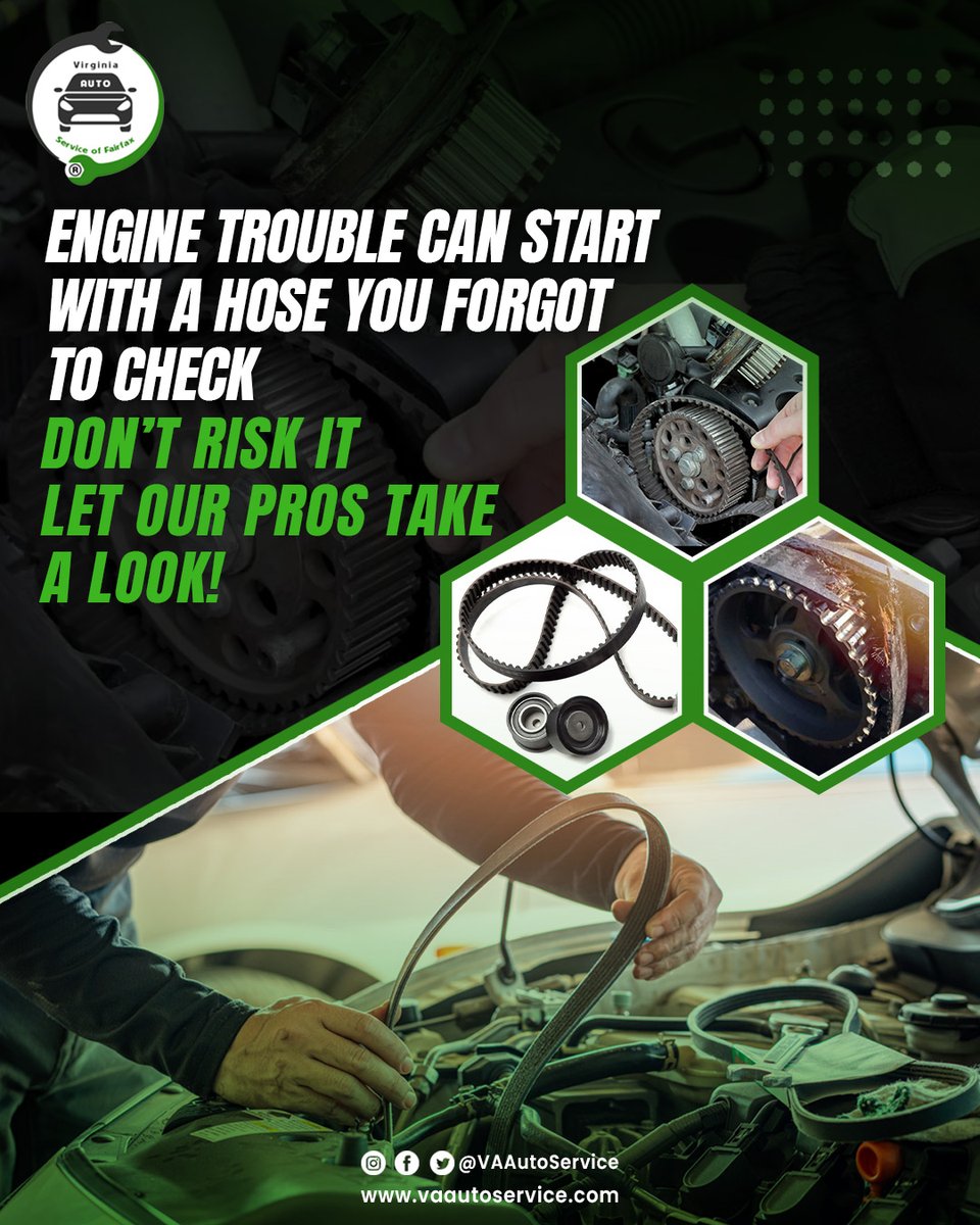 VAAutoService1's tweet photo. Your car’s belts and hoses do more than you think, they power vital components and keep your engine cool. One crack or leak can leave you stranded.

📍 Book online: https://t.co/FHVBn5U8pb
📞 Call now: (888) 539-6435

#cars #car #carsofinstagram #carporn #bmw #carphotography https://t.co/8vD3Qb29lQ