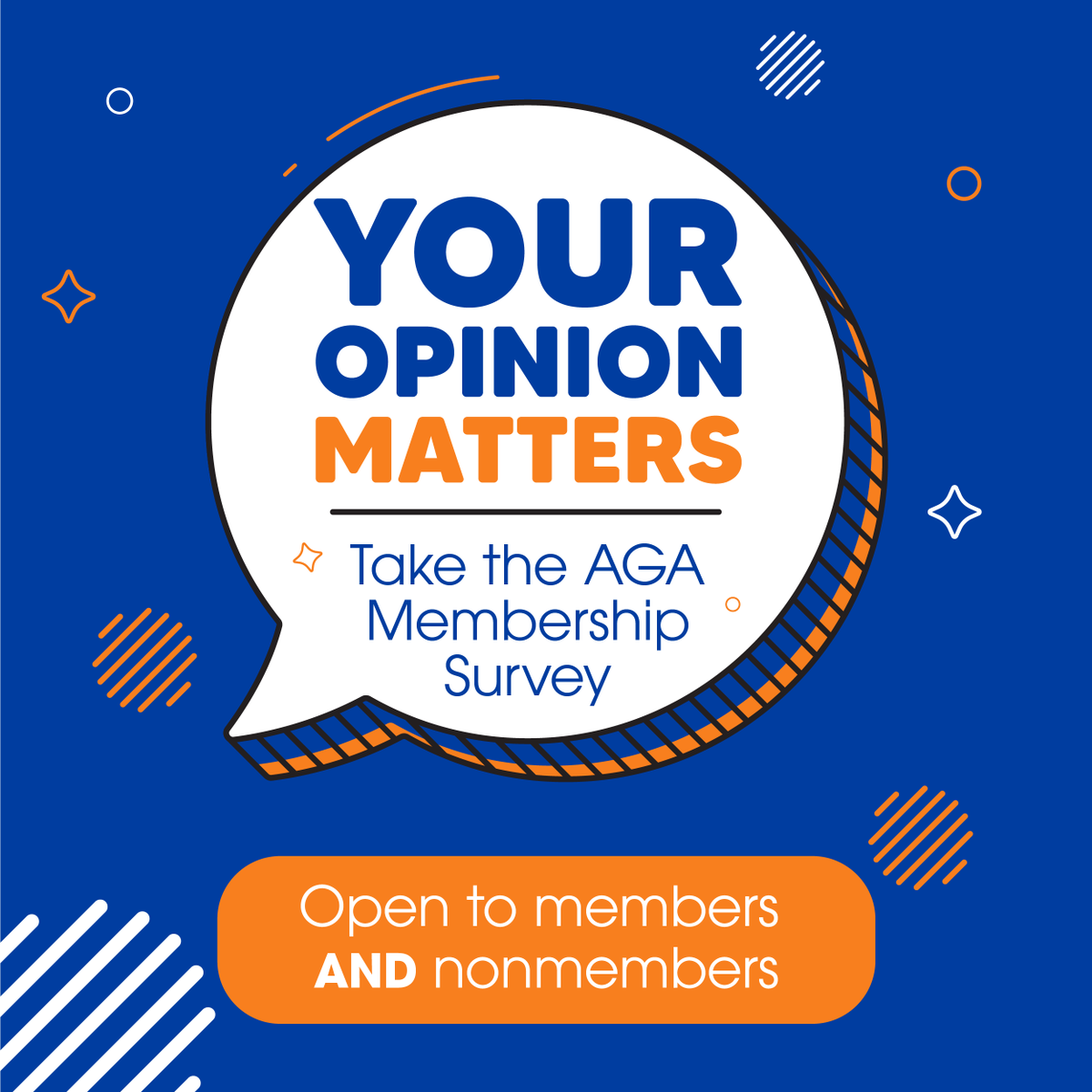 Help us make AGA even better for you!

 We’re gathering feedback from members and nonmembers to guide the future of our programs, benefits, and community. Share your input today - it only takes a few minutes: zurl.co/2ZgdX
