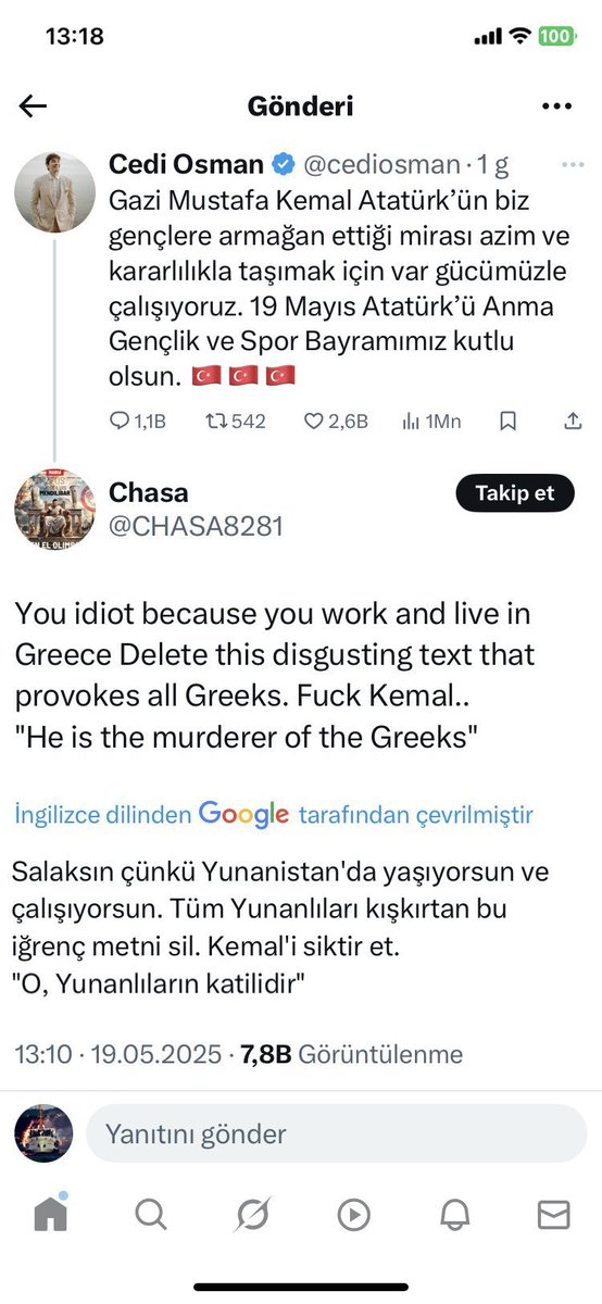 Fenerbahçeliler🇹🇷 (@cityyfenerbahce) on Twitter photo <a href="/Fettahoglu3421/">Fettahoglu</a> Yunanlılarda 19 mayısı kutlayan cedi osmanın twitinin altına bunu diyorlar o evladı
Bu sana yeterli cevap olur mu <a href="/Fettahoglu3421/">Fettahoglu</a> Yunanlılarda 19 mayısı kutlayan cedi osmanın twitinin altına bunu diyorlar o evladı
Bu sana yeterli cevap olur mu