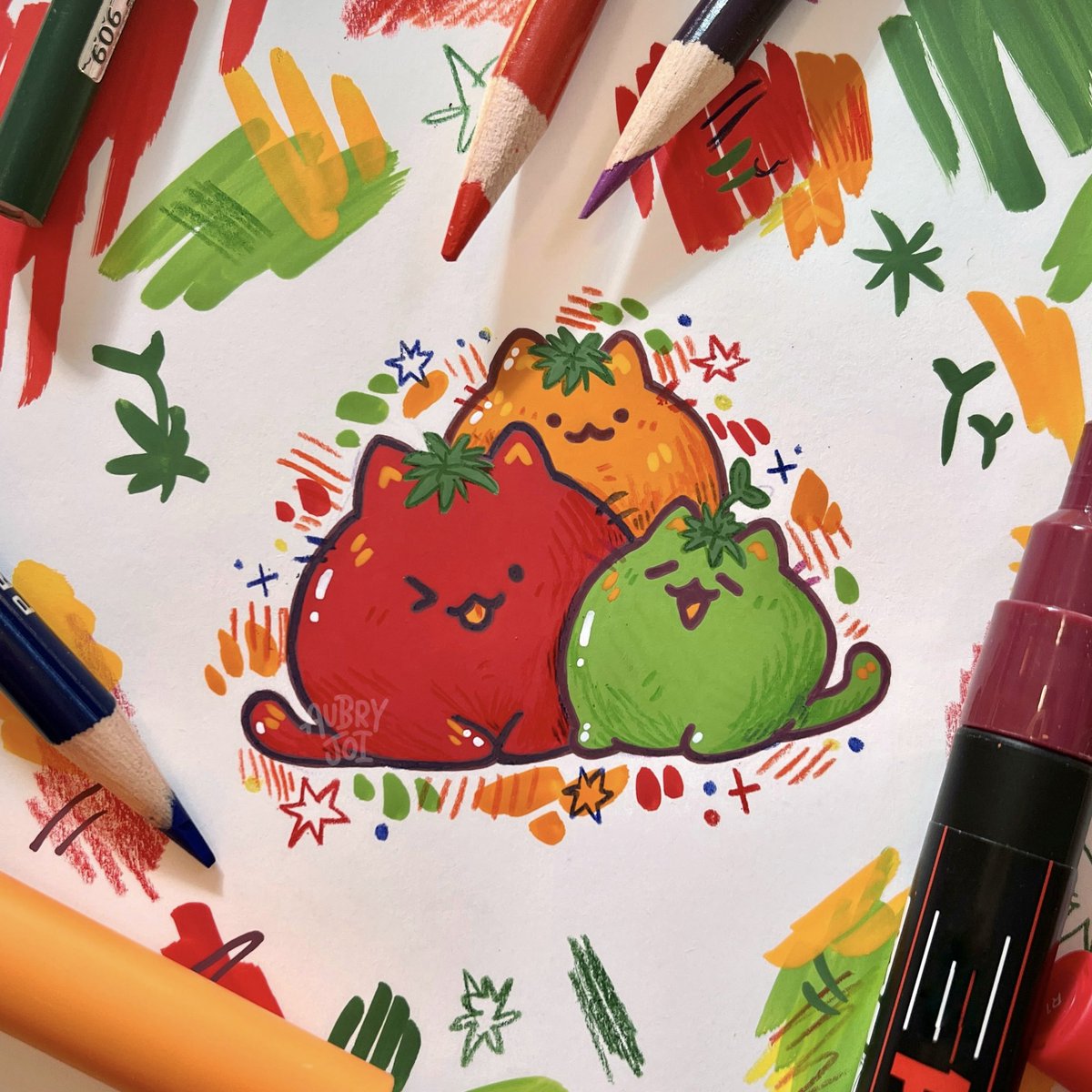 Tomato kitties doodle 🍅✨