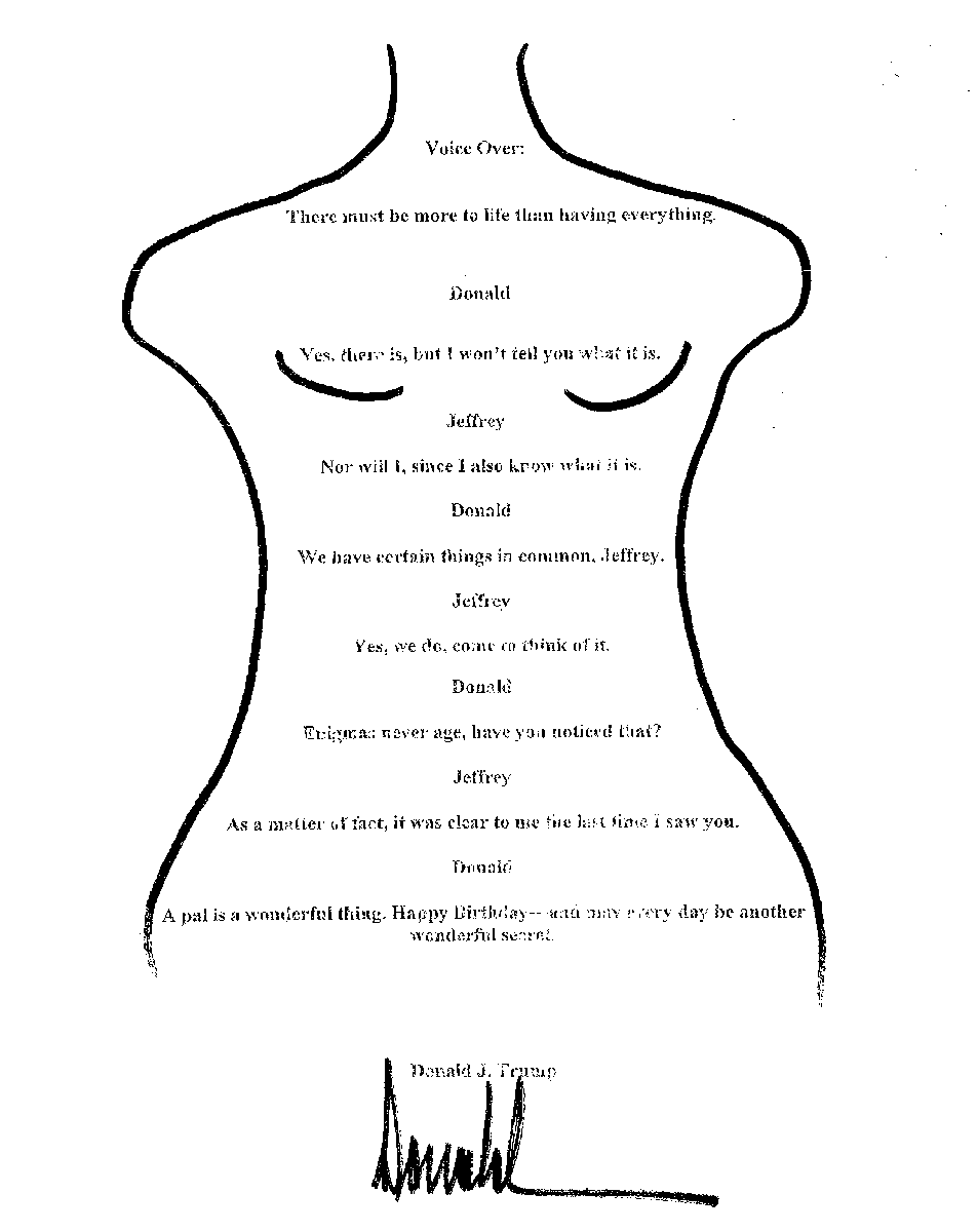 YourAnonNews's tweet photo. Here is the Birthday card to Epstein that Trump said didn't exist. https://t.co/kxbknpA9Ki