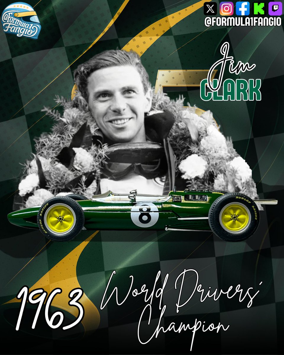 Formula1Fangio's tweet image. Un día como hoy, Jim Clark se convirtió en campeón del mundo de pilotos de #F1 en 1963. Lo logró con 3 carreras de anticipación, algo inédito,
#Clark sumó 54 puntos con #Lotus y dominó de principio a fin. Fue su primer título y el inicio de una leyenda.

🧵 ABRIMOS HILO