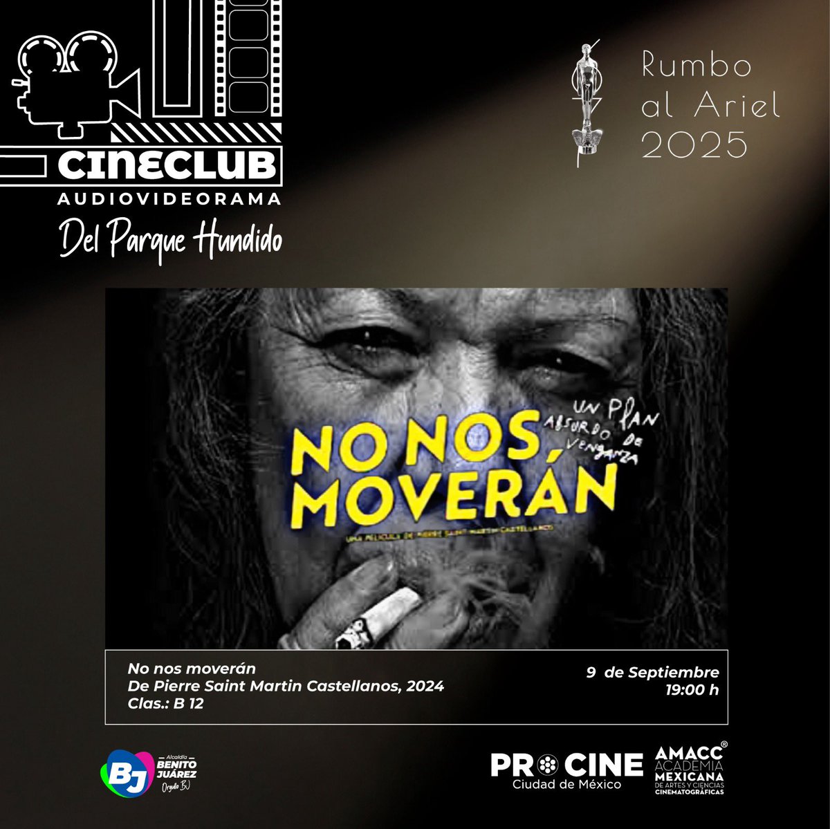 BJAlcaldia's tweet image. ¡El cine mexicano rumbo al Ariel 2025 llega a Benito Juárez! 🎬
Acompáñanos mañana en la proyección de la cinta “No nos moverán”, una comedia negra y memoria histórica que vincula la Masacre de Tlatelolco con una trama de venganza, reflexionando sobre justicia y resiliencia.