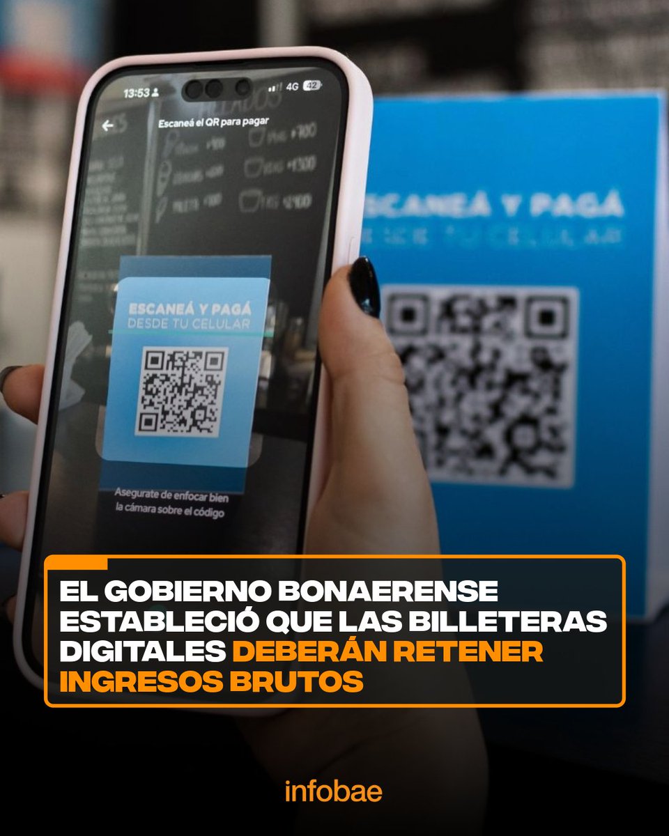 infobae's tweet photo. El Gobierno bonaerense estableció que las billeteras digitales deberán retener Ingresos Brutos https://t.co/fAtOxWzUaY https://t.co/Fz7quY6l3n