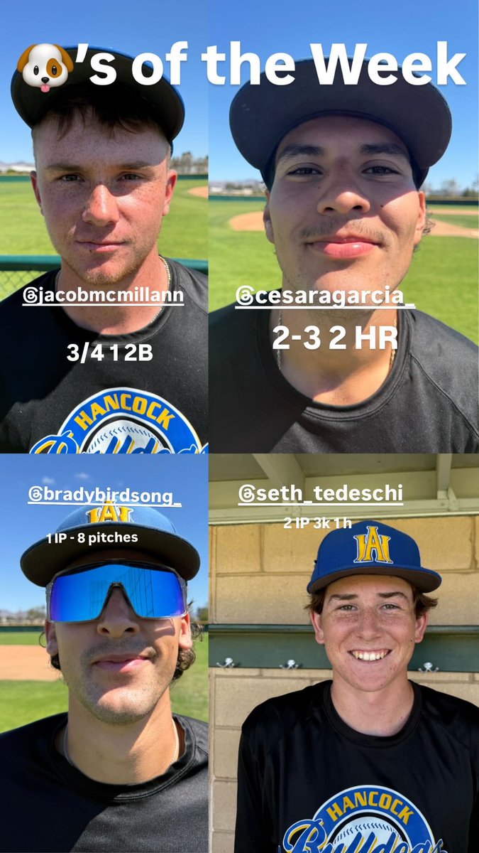 Allan Hancock College Baseball (@ahc_baseball) on Twitter photo ๐ถโs of the Week ๐ถโs of the Week