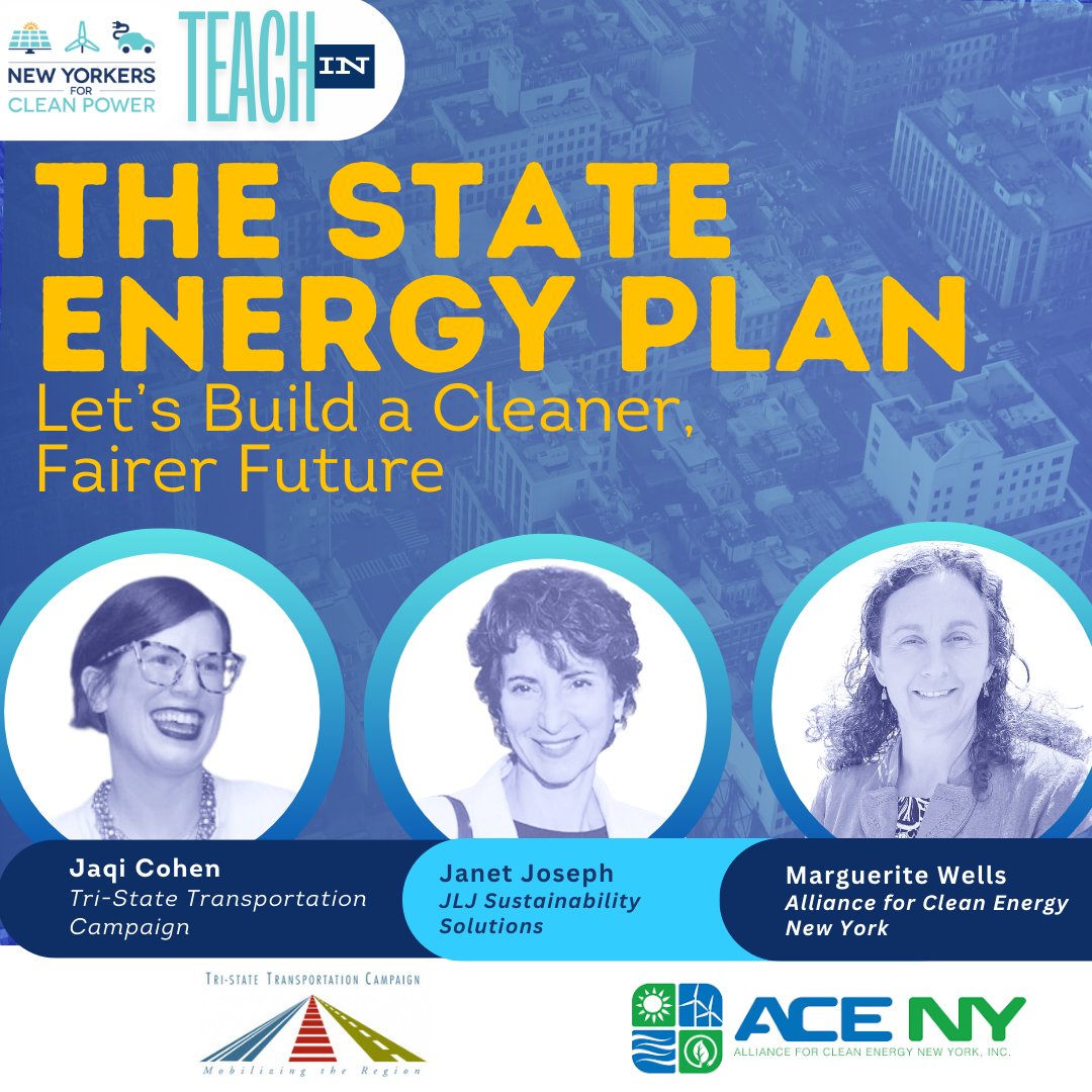 📢 New York’s State Energy Plan will shape how we manage energy resources across buildings, power &amp; transportation.

The draft plan is out but key pieces are missing. Learn what’s in it, what’s not, &amp; how YOU can take action.

Sep 16, Noon  | Virtual
bit.ly/StateEnergyPlan