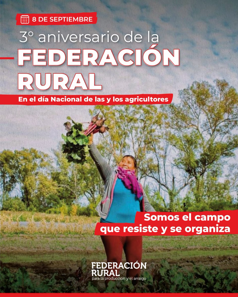En el Día de las y los Agricultores, todo nuestro reconocimiento a los productores y trabajadores rurales que con gran esfuerzo y compromiso producen los alimentos que sostienen a millones de familias en Argentina y en el mundo.
Leé el documento completo:
facebook.com/share/p/14PVJz…