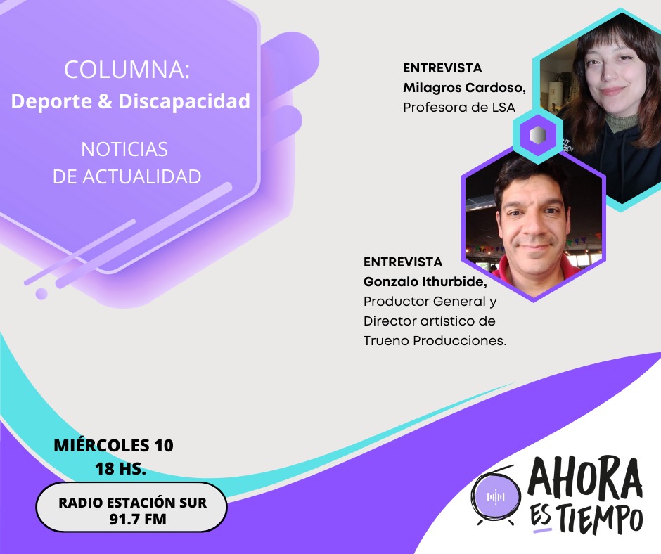 AEstiempo's tweet photo. Próximo programa 🎙️🤗

Miércoles 10/09 a las 18hs. Por Radio Estación Sur FM 91.7 o por internet en https://t.co/EbVmWroxJj

-Entrevista a Milagros Cardoso, profesora de LSA y Gonzalo Ithurbide, Productor General y Director artistístico de Trueno Producciones https://t.co/RQXhzt6VQF