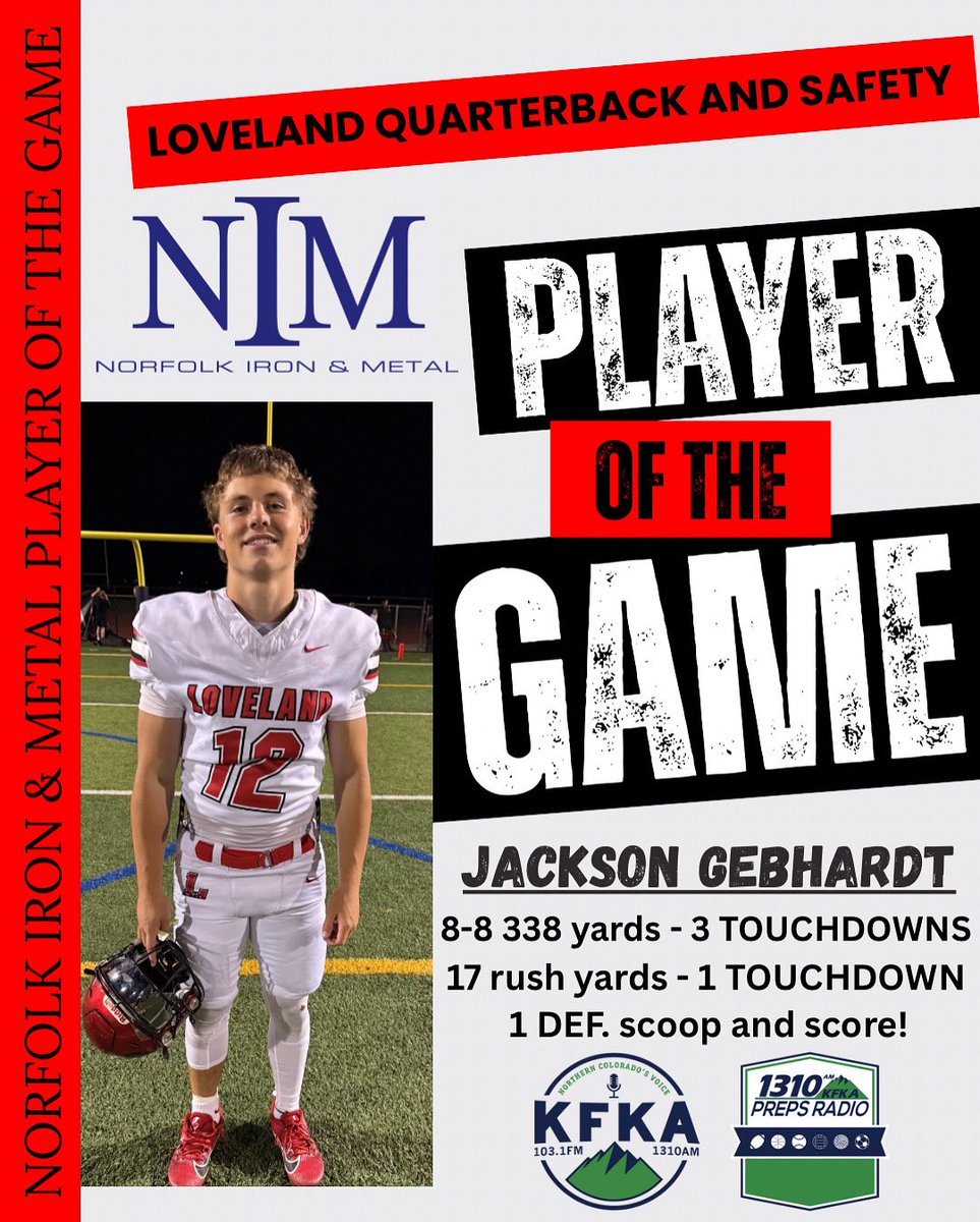 Jackson Gebhardt is our <a href="/NorfolkIron/">Norfolk Iron & Metal</a> player of the week! Congrats Jackson! #copreps