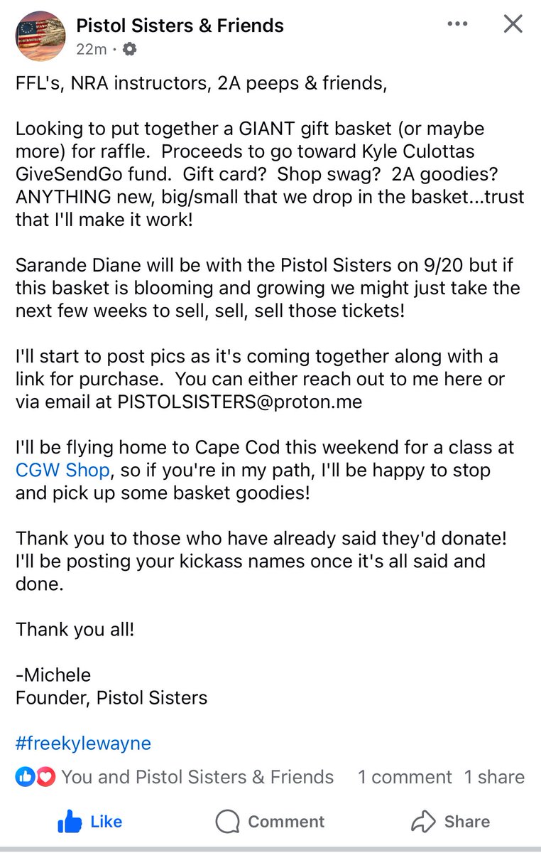 diane_revere's tweet image. I have made some fast friends with the @PistolSisters
Seeing this post was a very nice and welcome surprise this evening.
I never cease to be amazed at the outpouring of support we are getting from this community.
#freekylewayne