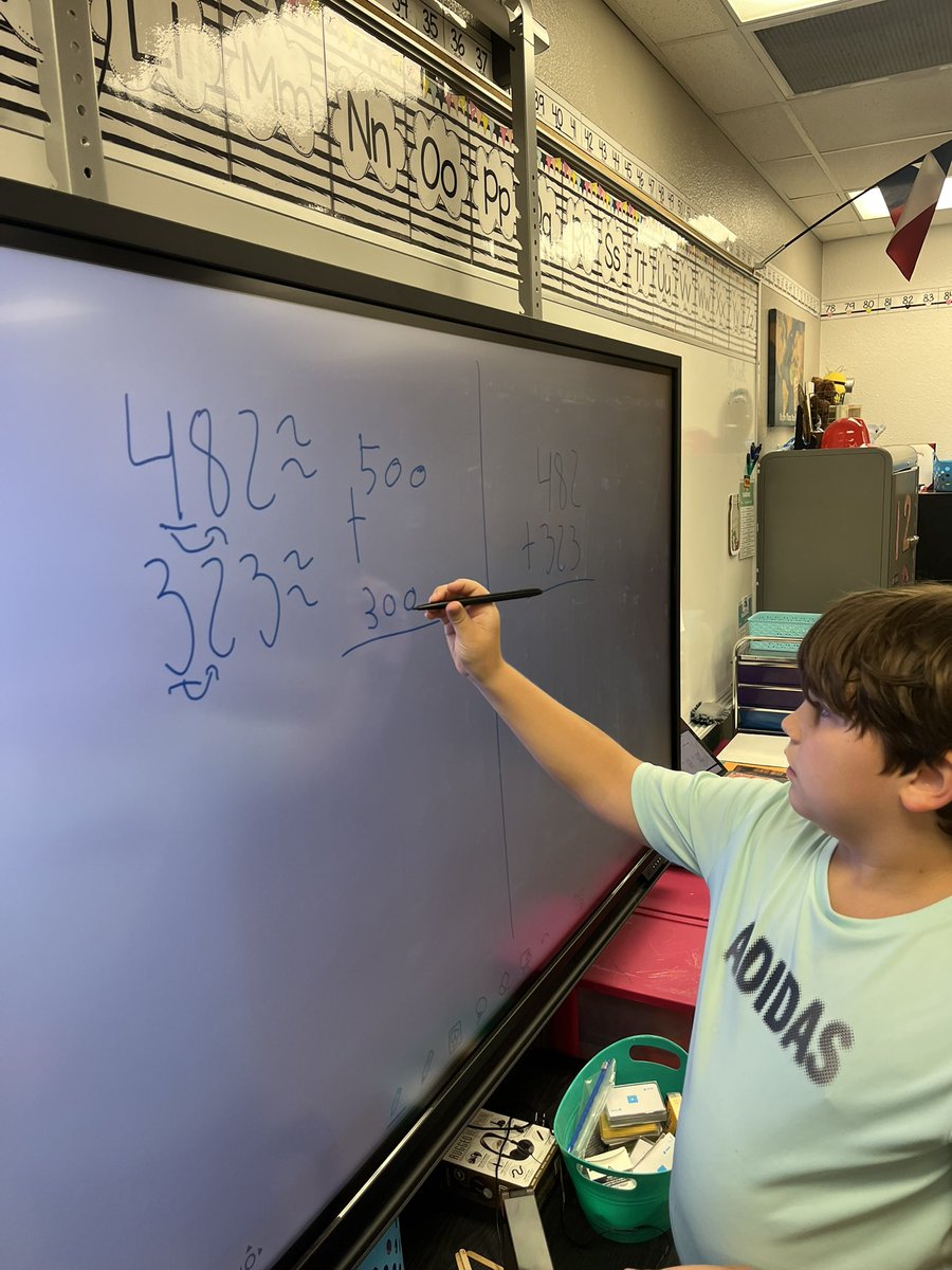 I love when my students can lead our learning! Starting our addition and subtraction unit using estimation to check our answers. ➕➖🍎 #thrivingthirds #DESisBEST