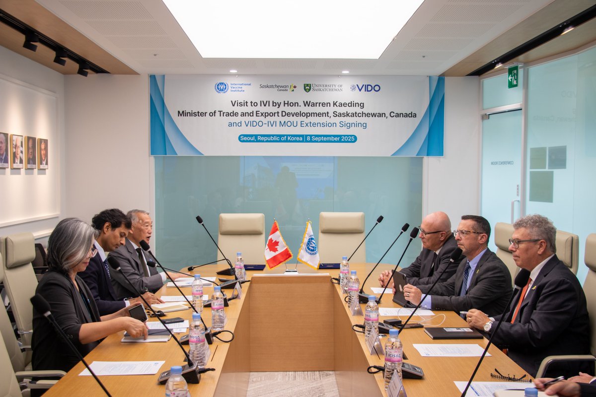 International Vaccine Institute (IVI) (@iviheadquarters) on Twitter photo Strong partnerships drive progress in global health. 🌍
IVI’s <a href="/drjeromekim1/">Jerome Kim</a> and Saskatchewan Minister <a href="/wkaeding/">Warren Kaeding</a> and Dir. Gerdts extended the MOU with <a href="/VIDOInterVac/">VIDO</a> to advance infectious disease R&D, exchange, and training—working together for vaccines. Strong partnerships drive progress in global health. 🌍
IVI’s <a href="/drjeromekim1/">Jerome Kim</a> and Saskatchewan Minister <a href="/wkaeding/">Warren Kaeding</a> and Dir. Gerdts extended the MOU with <a href="/VIDOInterVac/">VIDO</a> to advance infectious disease R&D, exchange, and training—working together for vaccines.