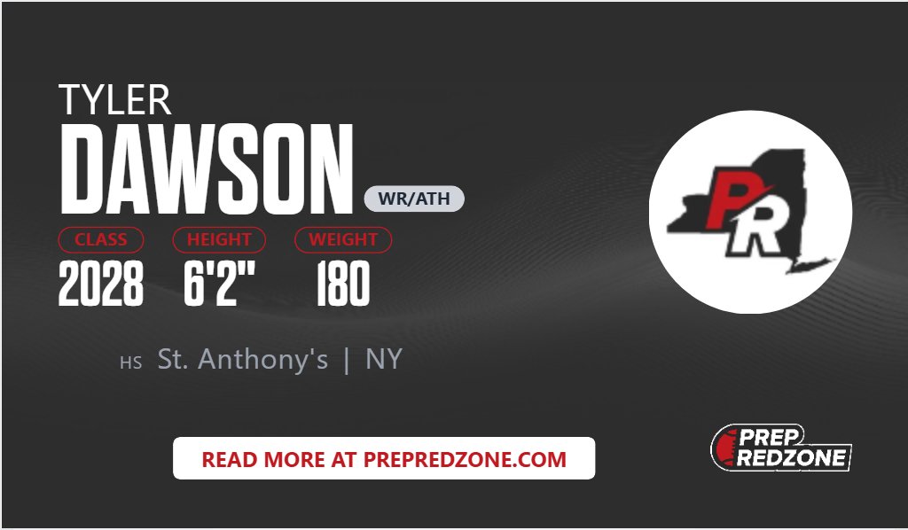 Tyler Dawson (@tylerdawsonwr) on Twitter photo Honored to be named to the <a href="/PrepRedzoneNY/">Prep Redzone New York</a> 2028 Players Watch List. Excited to keep working and make the most of my sophomore season! #WRAthlete #RecruitReady
<a href="/StAnthonysFB/">Friar Football</a> <a href="/CoachMinucci/">CoachMinucci</a> <a href="/kmaurino/">Coach Keith Maurino</a> <a href="/RFReichert/">Rich Reichert</a> <a href="/CoachAnderson47/">Anthony Anderson</a> <a href="/WRCoachVannucci/">Mike Vannucci</a> <a href="/Tilton23/">Tom Tilton</a> <a href="/PRZcory/">Cory Lemer</a> <a href="/jared_valluzzi/">Jared Valluzzi</a> Honored to be named to the <a href="/PrepRedzoneNY/">Prep Redzone New York</a> 2028 Players Watch List. Excited to keep working and make the most of my sophomore season! #WRAthlete #RecruitReady
<a href="/StAnthonysFB/">Friar Football</a> <a href="/CoachMinucci/">CoachMinucci</a> <a href="/kmaurino/">Coach Keith Maurino</a> <a href="/RFReichert/">Rich Reichert</a> <a href="/CoachAnderson47/">Anthony Anderson</a> <a href="/WRCoachVannucci/">Mike Vannucci</a> <a href="/Tilton23/">Tom Tilton</a> <a href="/PRZcory/">Cory Lemer</a> <a href="/jared_valluzzi/">Jared Valluzzi</a>