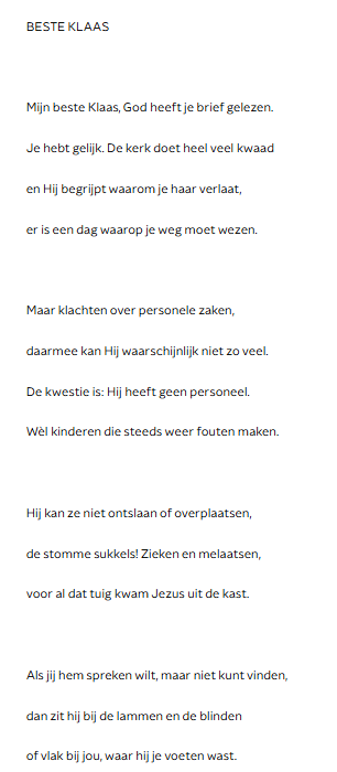 Rikkert Zuiderveld naar aanleiding van het opzeggen van het lidmaatschap van de katholieke kerk door Klaas Dijkhof in 2018.