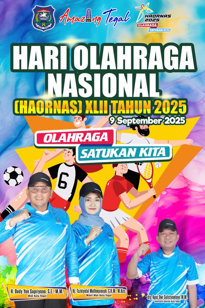 Selamat Hari Olahraga Nasional Tahun 2025

"Olahraga Satukan Kita"

Mari kita jadikan olahraga sebagai bagian budaya yang mendorong kita lebih sehat dan produktif!

#pemkottegal
#amazingtegal
#haornas2025
#kotategal
#tegalbahari