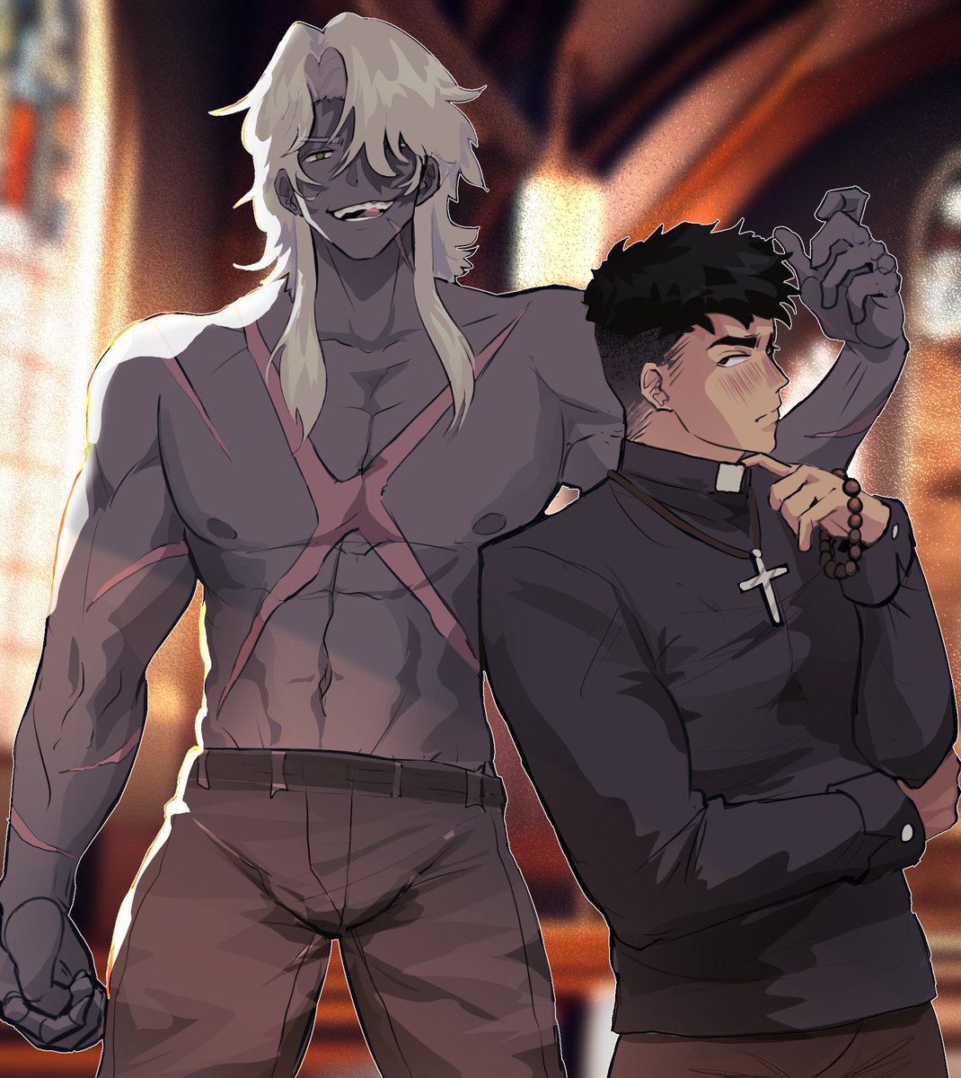 GlueBoo's tweet photo. UNHOLY// Character concept art, meet the 2 main MMCs: The cocky fallen angel VS the irresistible priest #boyslove #bl #yaoi #gay #manga #boyxboy #anime #boysloveboys #lgbt #blseries #love #manhwa #yaoimanga #yaoihard #yaoilove #blmanga #boys #lgbtq #nsfwbl https://t.co/eD6tqdVStO