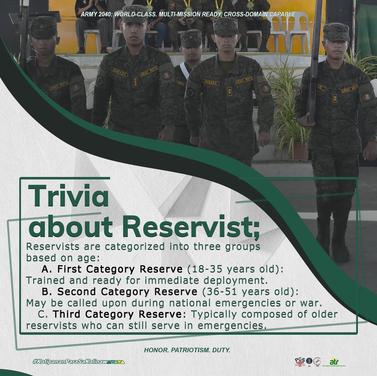 14thCmobn's tweet photo. “Lend your strength, share your skills, serve your nation. Become a Philippine Army Reservist now!” https://t.co/Fc7dJEPDWB