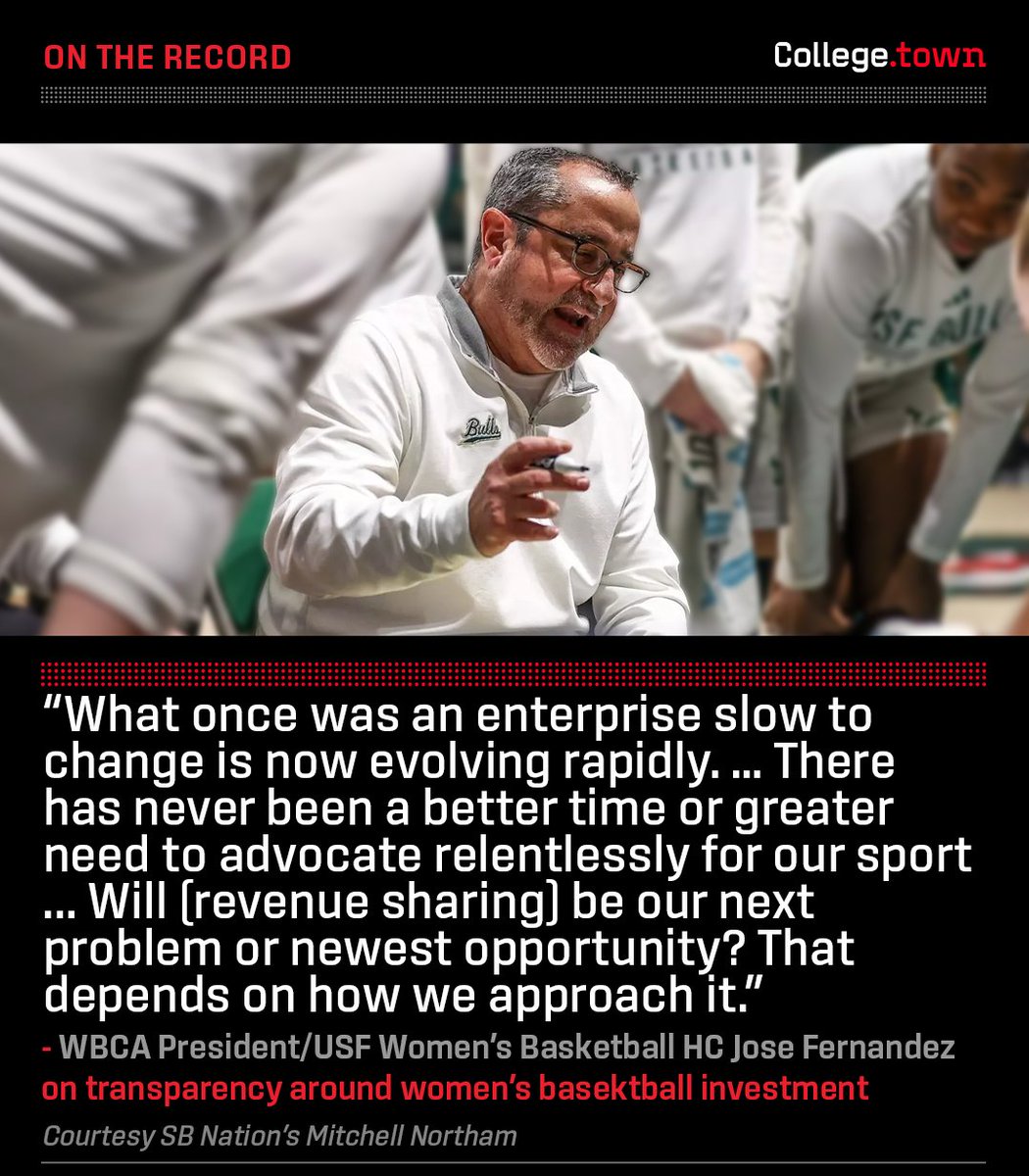 WBCA President &amp; <a href="/USFWBB/">USF Women's Basketball</a> HC Jose Fernandez is calling for greater transparency in women’s basketball investment. 

In a letter to all DI head coaches, Fernandez urged leaders to:

✔️ Engage with ADs &amp; administrators about revenue sharing
✔️ Understand Title IX, NIL &amp; agent