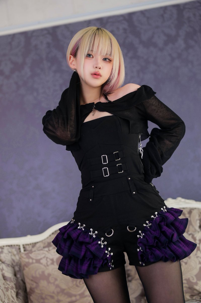 DustDevil ダストデビル チェックフリルオールインワンピース パープル DustDevil【ダストデビル】チェックフリルオールインワンピース/全2色