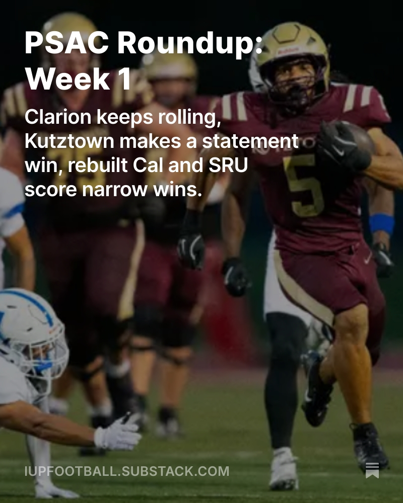 The PSAC went 8-5 in non-conference games last weekend.

open.substack.com/pub/iupfootbal…
