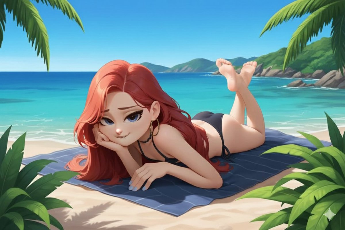 Pero que hermosa se ve mi sexy novia Chelsea en la playa junto con su bikini negra. Dan ganas de abrazarla por detrás y dar besitos en su pompa