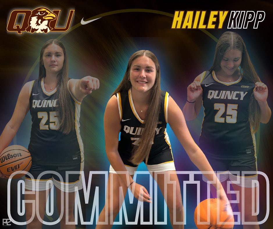 Hailey Kipp (@haileykipp27) on Twitter photo I am extremely grateful and excited to announce that I have committed to play college basketball at Quincy University! Thank you Coach Ali and Coach Courtney for giving me this opportunity. I want to thank everyone who has supported me along the way. Go Hawks!!!
<a href="/QUHawksWBB/">QU Women's Basketball</a> I am extremely grateful and excited to announce that I have committed to play college basketball at Quincy University! Thank you Coach Ali and Coach Courtney for giving me this opportunity. I want to thank everyone who has supported me along the way. Go Hawks!!!
<a href="/QUHawksWBB/">QU Women's Basketball</a>