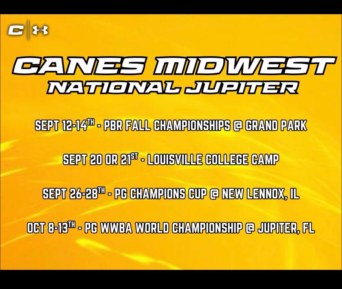 Fall schedule starting this weekend in Indy!!