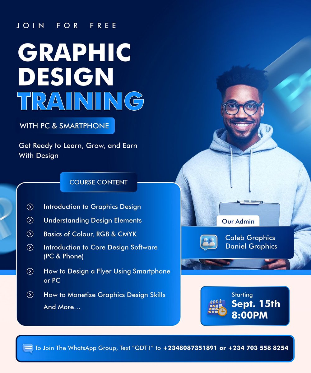 dan94120's tweet image. Online Graphic Design Training On WhatsApp
With PC or Smartphone
#graphicdesigner #training #trainingclasses #flyer #businessflyerdesign #socialmediaflyerdesign