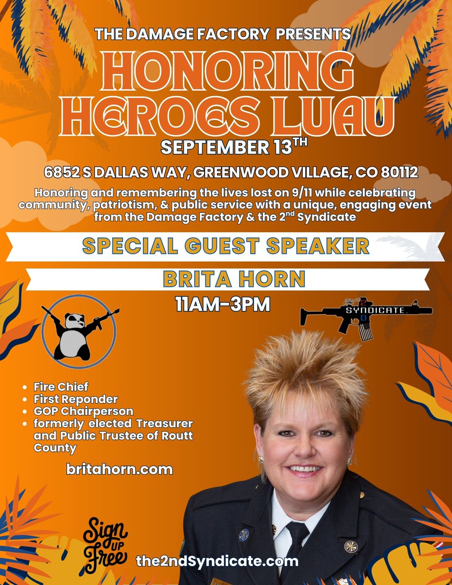 It's time to have a great time!

Join me and <a href="/DamageFactory_/">Damage Factory</a> as we honor first responders, celebrate patriotism and gather with like minded free Americans. 

We will have Food trucks, music, a good old fashioned gun parts swap meet, amazing speakers and plenty of cool people.