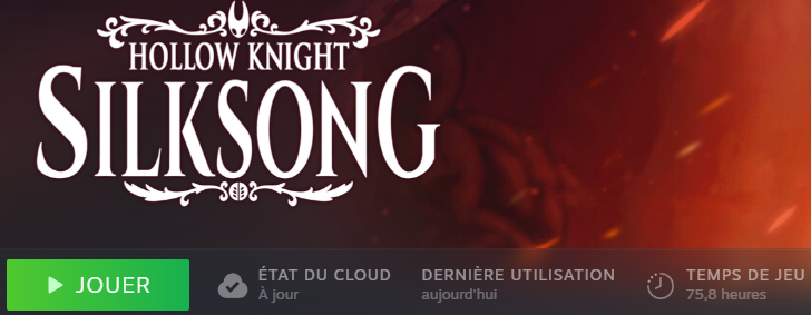 KEMIST_C10H15N's tweet photo. J’ai 75 heures sur Hollow Knight: Silksong.

Je ne l’ai toujours pas fini : le jeu est une tuerie, rempli de nombreuses surprises qui m’ont complètement choqué.

Prenez le temps de savourer ce bijou et d’esquiver les spoilers.

Je vous promets qu’il en vaut vraiment la peine ! https://t.co/pmndYc5qTk