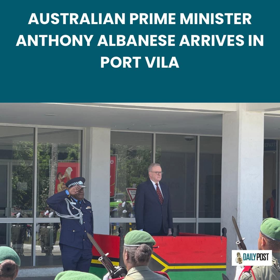 #latestnews Australian Prime Minister Anthony Albanese has arrived in Port Vila and is set to meet with President  Nikenike Vurobaravu. Following his meeting with the President, Prime Minister Albanese will also hold discussions with Prime Minister Jotham Napat.