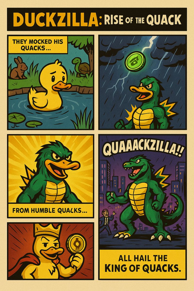 DuckzillaCoin's tweet photo. The Rise of Duckzilla Episode 1: Rise of the Quack #Duckzilla #DuckzillaCoin https://t.co/042kOJbgV1