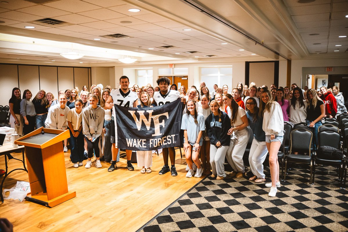 .<a href="/John_Currie/">John Currie</a> and <a href="/WakeFB/">Wake Forest Football</a> stopped by some of our student orgs to talk game day festivities and getting everyone out to Allegacy Stadium this Thursday🤝