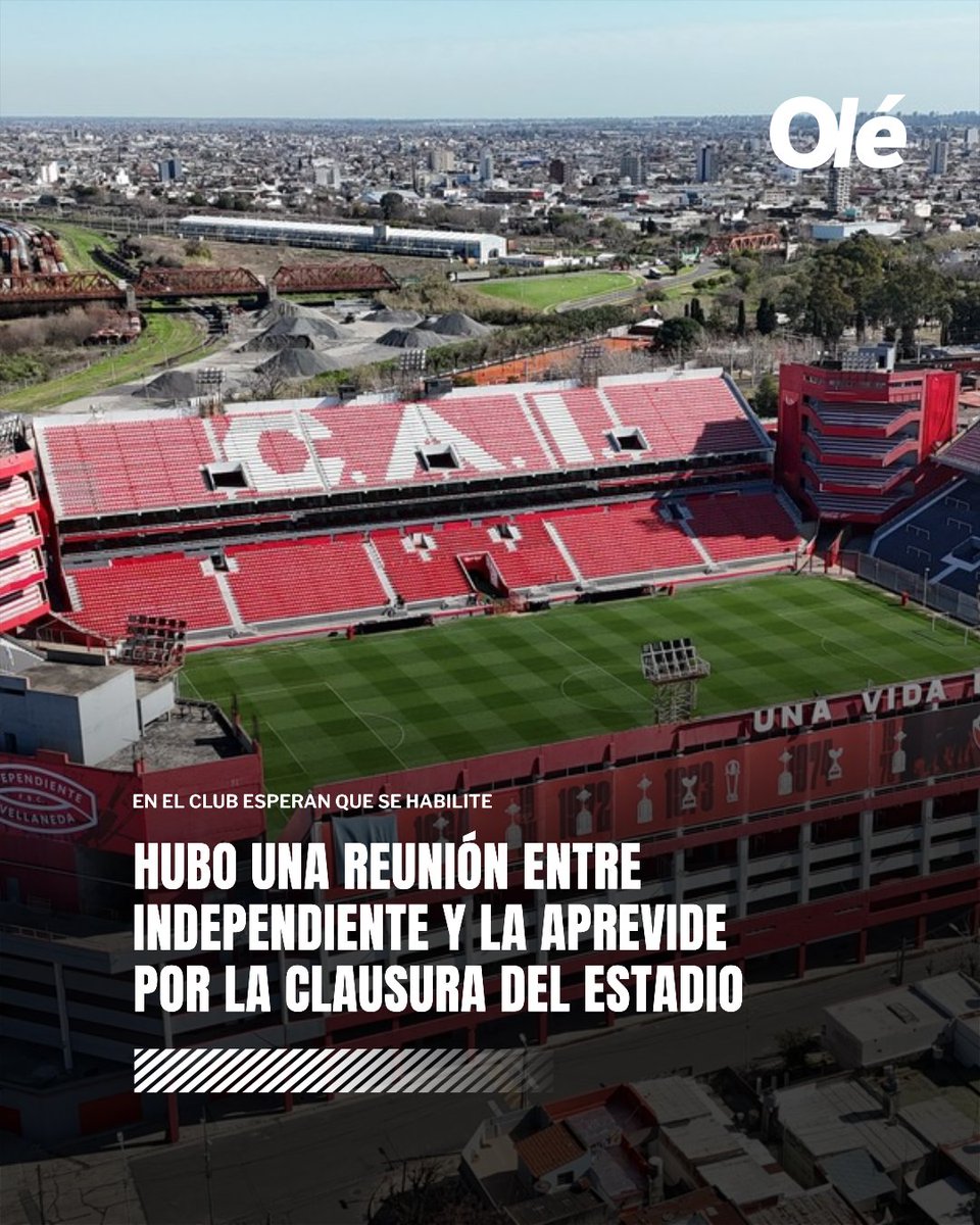 LO QUE FALTA PARA HABILITAR EL ESTADIO DE INDEPENDIENTE 🏟️

🔴 Este lunes por la tarde, hubo una reunión entre el club y la Aprevide para definir el nuevo protocolo de seguridad

🗣️ Allí, el Rojo hizo una presentación, mientras que la entidad del Ministerio de Seguridad de la PBA