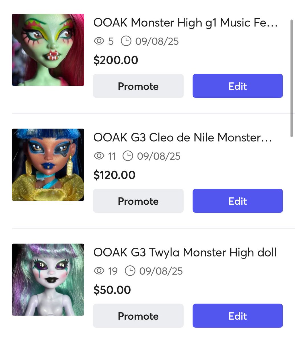 just listed 3 new dolls 👽 mercari.com/u/clownprinces…