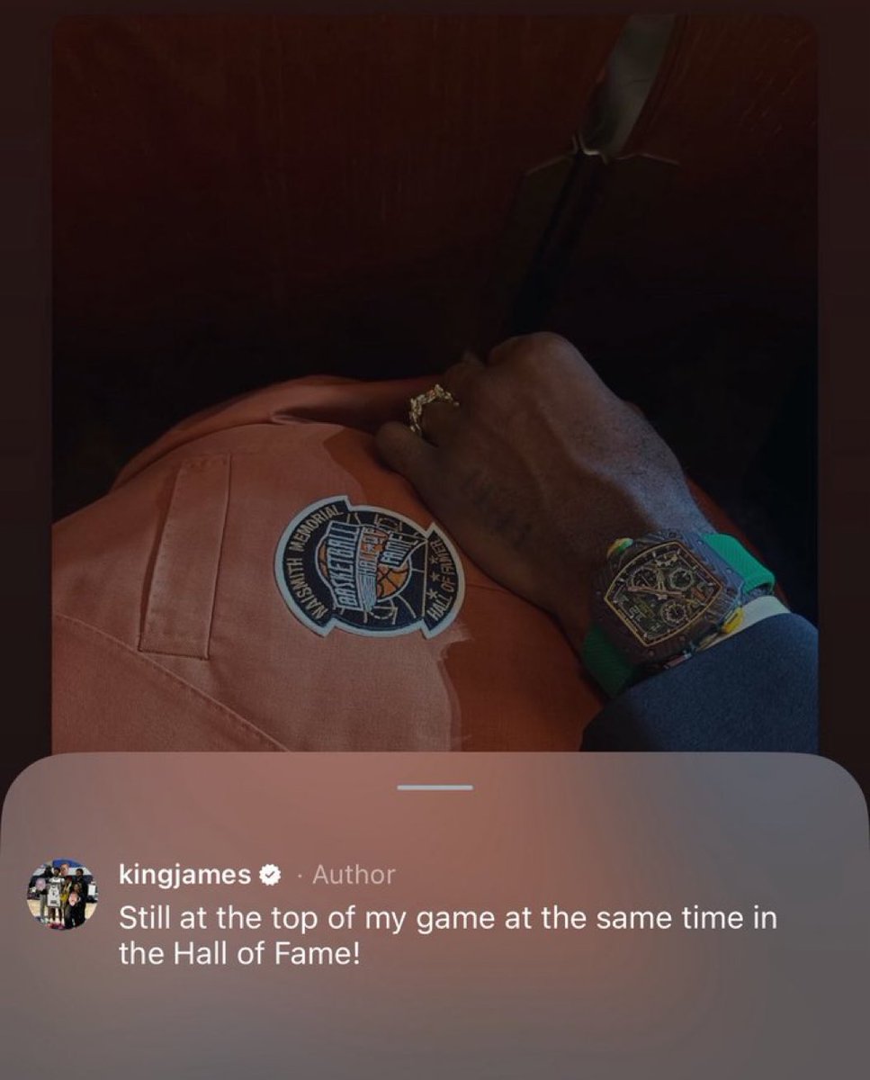 LeBron on IG:

“Still at the top of my game at the same time in the Hall of Fame.” 👑