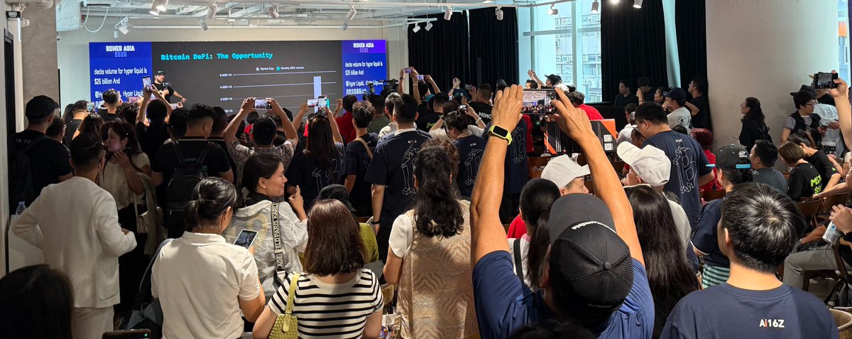 MixWeb3's tweet photo. 🔥非常笃定：Runes Asia 2025 放眼今年全球的 Bitcoin 主题峰会中，都是最 FOMO、最有含金量的一场活动

演讲1《ODIN•FUN and the Mind-Blowingly Massive Market of Bitcoin DeFi.》
💡比特币一旦具备可编程性，Bitcoin DeFi 的 DEX 交易量可以达到 1.3万亿U/月，这就是为什么我们创建了 Odinfun。
🔥比特币 DeFi 是整个 Crypto中最具不对称性的机会。
✨任何在其他链上做过的事情，最终都会来到比特币。

—— @BobBodily ，Co-founder & CEO @Odin_GodOfRunes

🎙️MiX：1.3万亿/月是目前 Solana 或 ETH 的10+倍，大致就是基于 ETH 和 Solana的市值和链上交易量之间比例做的估算，具体推导过程看视频：https://t.co/5uchBlsqWQ
👍无须多言，我觉得 OdinFun 目前已经是事实上的 Bitcoin 生态流量入口和价值捕获层。

实话说，Bob 是当下 bitcoin 生态的第一明星，在整个 Runes Asia 2025 议程中，不断有Odin 社区玩家慕名而来，交流合影。

我想这是 Bob 第一次这么近距离的和 Odin 社区做真正的接触。也充分达成了 Runes Asia 2025 期望实现的东西方文化交流的愿景。

///
演讲2《Programmability: The Ultimate Battle of Bitcoin Metaprotocols》
💡REE 所采用的「DPS -去中心化 PSBT 签名」技术架构：速度快、成本低、足够开放和自由，且几乎不受 EVM 影响的。
🔥在 Bitcoin 可编程性技术方案中（为比特币链赋予智能合约能力），「DPS 技术路线」明显优于「索引器扩展 Indexer Extension」路线

—— @louisliubj , Founder @OmnityNetwork

🎙️MiX：「索引器扩展」技术路线的代表协议为 BRC2.0、Alkense 等，可预见的确实有严重的 MEV 问题。有志进入 Bitcoin 生态的开发者，强烈建议看下原视频来理解技术架构：https://t.co/VdibvgBZzL

🔥先感慨 Omnity 团队顶级的战略眼光、技术研究和工程实现能力，为什么这么说：

1️⃣ Omnity 是最先认定 ICP 链是最佳 Bitcoin Layer2 的团队（当时merlin 和bitlayer 风头最盛）

2️⃣然后 Omnity 基于 ICP 的 Chain Fusion 技术构建了全链上的也就是100%去中心化的符文跨链桥 Omnity hub 和 Runes indexer，成为 ICP 技术的最佳实践。

3️⃣有了 Omnity hub 和 Runes Indexer，这两个符文底层基础设施，才支撑了 liquidium 和 OdinFun  的创新，也推动了更多团队采用 ICP 技术栈做 Bitcoin Dapp。

发展至今：
💡ICP 已经成为名副其实的 Bitcoin 最佳的 Layer2。
💡Omnity hub 已经成为 Bitcoin 生态最大跨链桥，TVL在2～4亿美元漂泊
💡现在，Omnity 首创了 DPS 去中心化 PSBT 签名方案，并基于此构建了比特币可编程性扩展层 REE（TVL ：50个 BTC👍），已经成为了赋予比特币智能合约能力的最佳解决方案。

🤔简单说下 REE 这个技术架构：就是利用 ICP 上的智能合约来处理 Bitcoin 的交易，赋予 Bitcoin 链以100%去中心化的可编程性：

1️⃣在 Bitcoin 交易过程中，BTC和符文资产，全程不会离开 Bitcoin 链，资产永远在 Bitcoin 一层，安全型拉满。
2️⃣ICP是久经考验的公链，并且拥有强大的智能合约和性能
3️⃣REE 的 DPS 架构，从根本上避免了 Casey @rodarmor  担心的 MEV 问题，保证了比特币生态的公平性。

目前已经跑出2个生态应用：@RichSwap_REE  和 @tyche_run ，如果再诞生一个千万市值的标的，就非常有示范效应了。

///

演讲3《CaffeineAI : Unlimited Utility For Runes》

💡为符文 Runes 赋予无��实用性，就是成千上万的 Runes 持有者，不论他们技术能力如何，都可以基于 ICP 上的 Caffeine AI 创建各类 Dapp：游戏、社交等等…

✨你不必等待开发团队，也不必等待任何人，你自己就有能力为你的符文创造实用性，为你的 Memecoins 增加价值。

🔥甚至在发行 Runes 符文时，就可以同步为其构建一个 Dapp，每个社区成员都可以在此之上继续开发，有助于强化社区的身份认同，加速加速社区能够创造的价值。

——@kylelangham , Director of Data and Analytics @dfinity ：

🎙️MiX：其实 Kyle 的分享揭示了一个非常振奋人心的潜在趋势⬇️
💡在 Web3 世界，特别是 Runes 这样的社区驱动型资产领域，真正的 Meme 共识凝聚，需要社区围绕 MEME 去自我创造和迭代。

🔸Meme 共识构建的去中心化： 在 @caffeineai  的赋能在于社区成员自己就能围绕自己的 Memecoins，在几小时内创造出游戏、社交应用等实用场景。

🔸从 Meme 玩家到共识Builder： 在 Caffeine AI 加持下，holder 和项目的关系已经被彻底改变。

Holder 不用只是被动等待价格上涨的投机者，而是可以成为主动为资产赋能的“共建者”。

🔥一个代币的价值将真正的与其社区的创造力、活跃度和凝聚力直接挂钩。

🔸Memecoin 的无限叙事： 比如矿工狗 $PUP ，Kyle用四个小时时间，已经为其开发了一个街机游戏和一个电子宠物游戏，Caffeine AI 了开放后，社区将有机会自下而上涌现出的、源源不断的“微创新”，将形成一个强大的、任何中心化团队都无法比拟的叙事和价值增长引擎。

有一说一，ICP 不仅为 Bitcoin DeFi 搭建了足够强的基础设施，由 @dominic_w 带领的 #ICP 核心项目 Caffeine AI 还为 Bitcoin 生态带来了强有力的生产力革命。

Kyle 的现场演讲值得逐句学习：🔗https://t.co/FbuBopmlGU

///

事实上，我一直表达的观点「💡Bitcoins 生态是确定性最高、并且仍然是人人可参与的创业赛道」的含金量还在上升：

1️⃣ Bitcoin 链已经是共识最高、坚不可摧的万链之母，因为永远在牌桌之上，生态爆发只是时间问题。

2️⃣1.3万亿美元的赛道，是Solana 和 ETH 的10倍以上。
👉虽然 Bitcoin 是个 UTXO 链，@BobBodily  用智能合约链的状态来对标可能会让人有所质疑：但是考虑到 ：
🌟BTC 占 Crypto 60%的市值、全球 90% 的人听说过比特币，且BTC和 POW模式在合规方面buff叠满，最后有 ICP 和 REE 这些技术设施补全 Bitcoin 智能合约能力，那这个估算也合理。

3️⃣ 「ICP + REE 技术栈」正在成为 Bitcoin DeFi 的事实标准。更别提 ICP 举整个公链之力，为社区准备了Caffeine AI 这样的工具释放社区的无限创造力，共同将Bitcoin DeFi 推向万亿级的宏大未来。

///

最后，做个呼吁：
🔥Runes 符文在 Bitcoin 生态���经是采用率第一、技术优雅、基建完���的同质化代币标准了。

我其实没想到，从25年开年到现在，一直还有不少新协议标准在诞生，此起彼伏，然后又销声匿迹。

真心希望 Bitcoin 生态的玩家和 Builder 别再分兵多处，也别再争论 Bitcoin 要不要扩容、要不要加操作码了。

回到符文生态，围绕 ICP和 REE 的技术解决方案，用最快的速度、最低的成本、最高的安全保障，去构建有创造力的 Bitcoin DeFi 才是王道。

///

以上，是这次 Runes Asia 2025 回顾的第一弹，先复盘了最先发言的三位嘉宾的演讲。

请关注我的 X 账号 @Mixweb3 ，更多大会核心观点我会逐步整理出来～