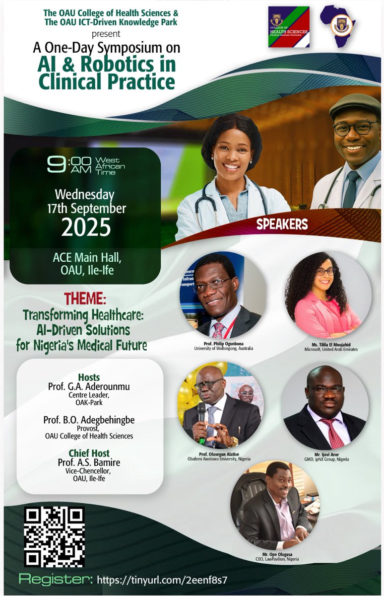 Prof FTO ๐ณ๐ฌ๐บ๐ธ (@drodedina) on Twitter photo ๐ค๐ AI in healthcare only works if it reaches everyone.
So proud of my alma mater, <a href="/OAUniversity/">Obafemi Awolowo University</a>, for leading the way with a bold step towards creating a Center of Excellence for AI in Health! ๐โจWe are ready to collaborate!
#AIinHealthcare #OAU #Innovation #AIforGood ๐ค๐ AI in healthcare only works if it reaches everyone.
So proud of my alma mater, <a href="/OAUniversity/">Obafemi Awolowo University</a>, for leading the way with a bold step towards creating a Center of Excellence for AI in Health! ๐โจWe are ready to collaborate!
#AIinHealthcare #OAU #Innovation #AIforGood