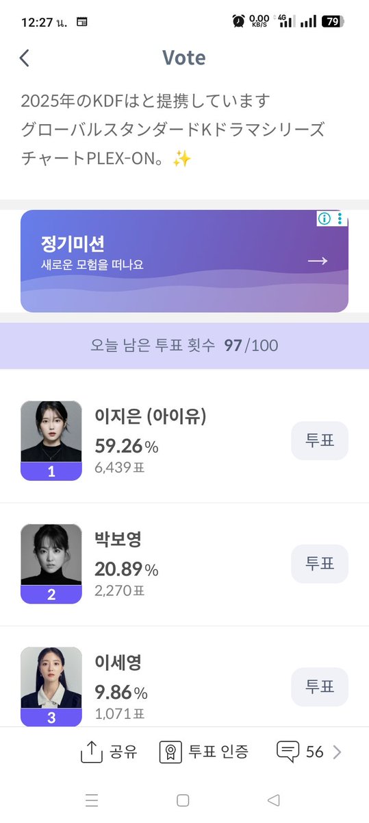 ⏳ Day13 (2025-09-09) 13 days left
💌 BEST ACTRESS OF THE YEAR 
💜 Vote : 아이유 🐥

🗳️ [MY1PICK] +2 Voted!
🥇 #1 =8,338 (gap 4,237)

🗳️ [Celeb Champ] +3 Voted!
🥇 #1 =6,439 (gap 4,169)

#아이유 #IU
#KDA
#AAA2025 #ACON2025 #2025AsiaArtistAwards
#AAA2025_KAOHSIUNG #AAA_10th #AAA
