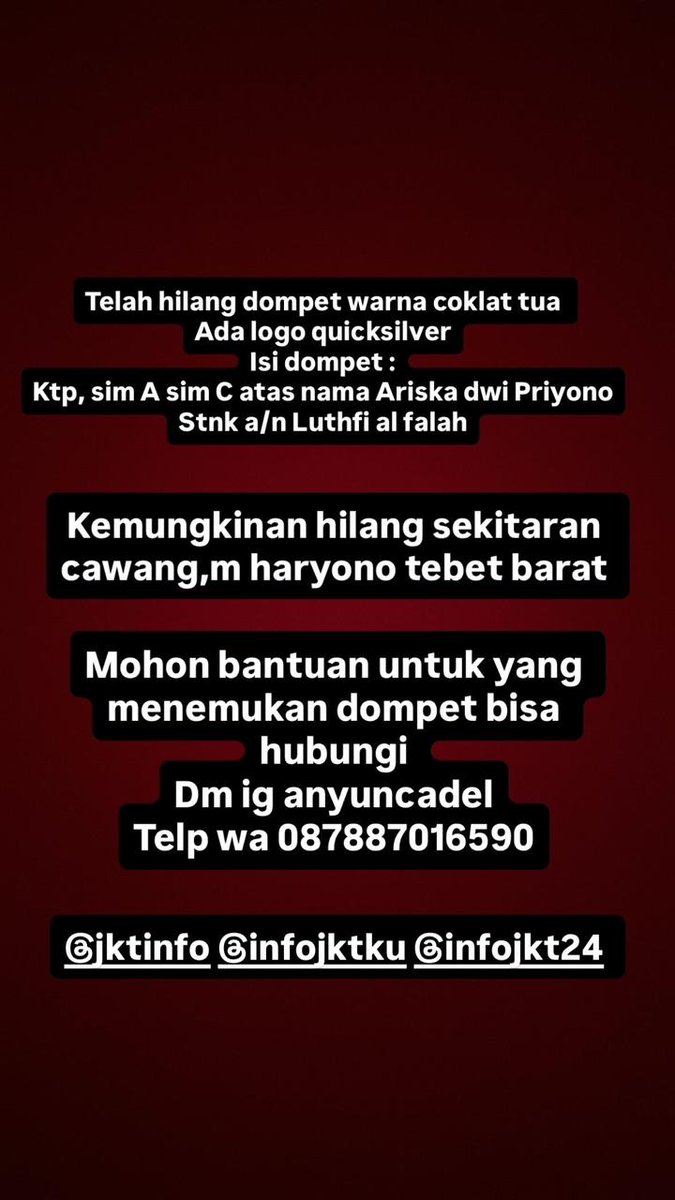 Oh bener oge, sekalian share di dieu atuh. Siapa tau ada teman-teman yang menemukan, silakan kontak <a href="/Anyuncadel/">ANYUN</a>