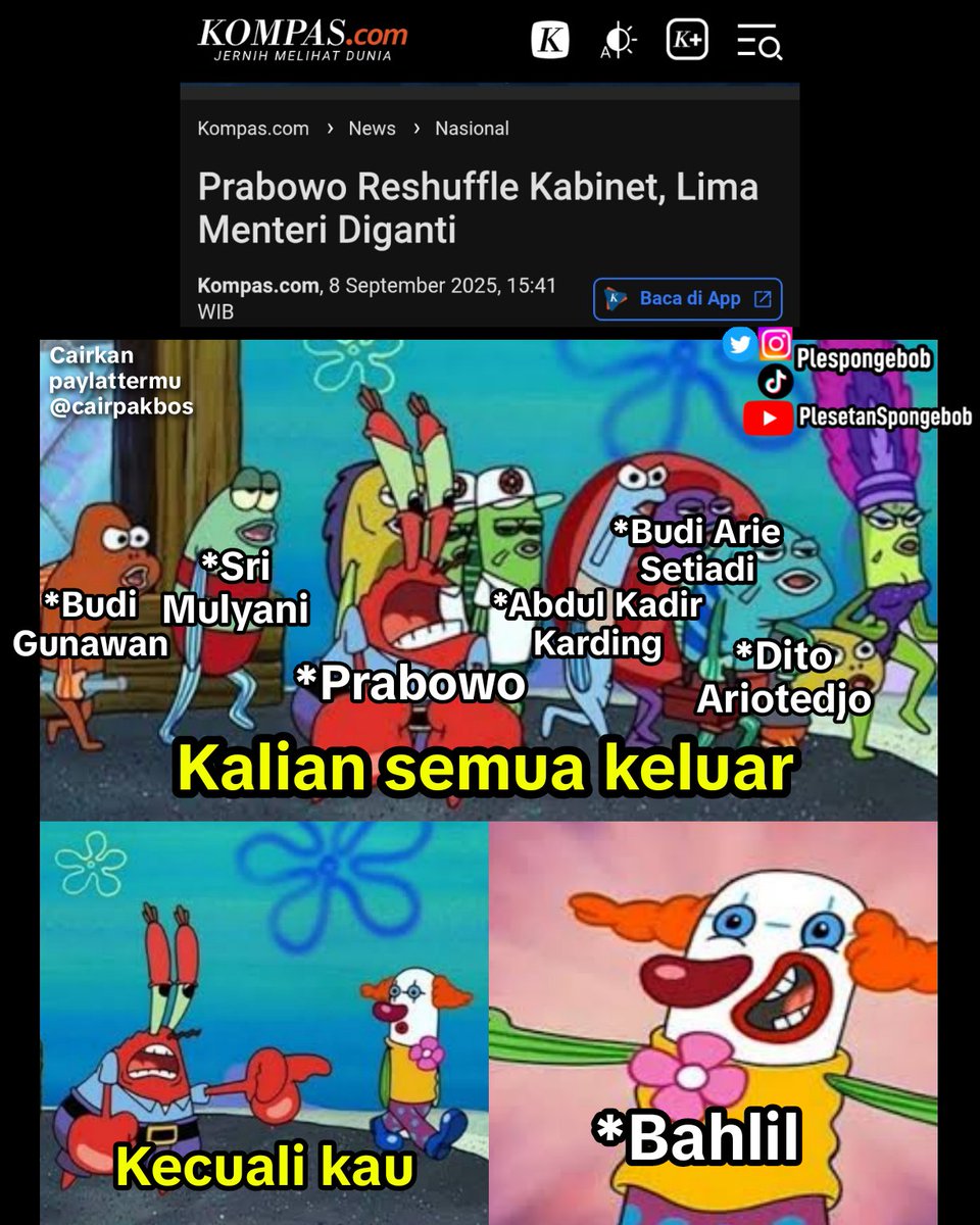 plesbob's tweet image. Reshuffle kabinet be like