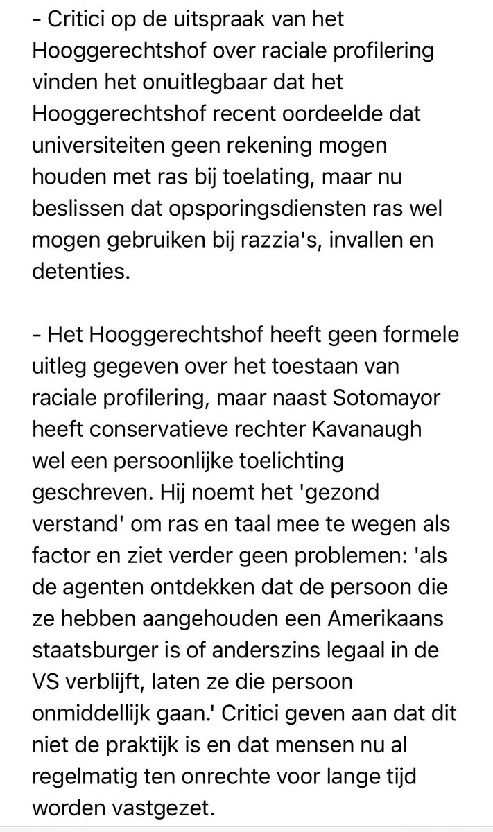 Kirsten Verdel (@locuta) on Twitter photo Het Hooggerechtshof staat raciale profilering toe. Heel groot nieuws. Hier het besluit en de toelichting van een van de voorstemmers én de waarschuwing van de tegenstanders in het Hooggerechtshof: Het Hooggerechtshof staat raciale profilering toe. Heel groot nieuws. Hier het besluit en de toelichting van een van de voorstemmers én de waarschuwing van de tegenstanders in het Hooggerechtshof: