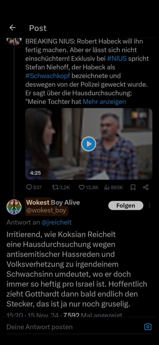 LOL. Der Troll »Wokest Boy Alive«, der sich hier über Monate im Hass gegenüber Rechten, Konservativen und Liberalen verkünstelte – bis hin zu spaßigen Mordfantasien –, heißt offenbar Dorian Audersch und ist Lokaljournalist, der für die »Rheinische Post« über Stadtfeste, Karneval