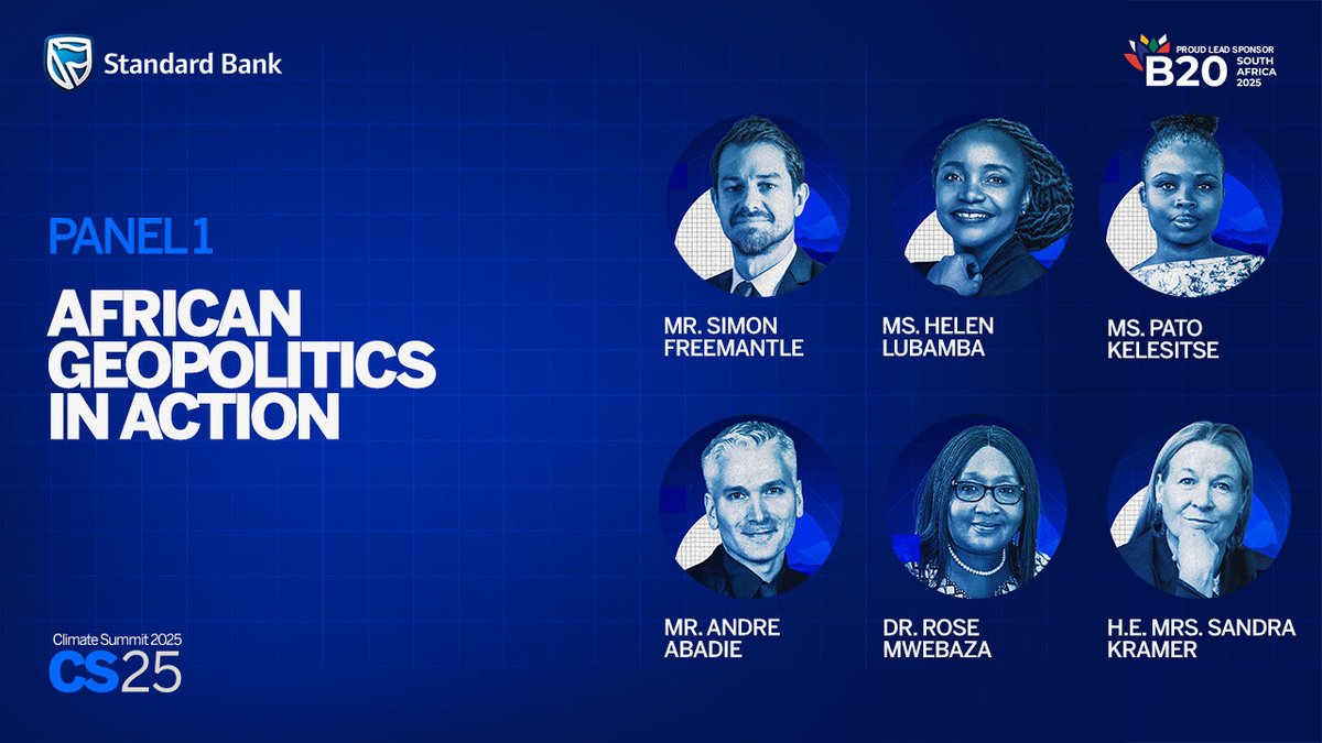 I’m honoured to speak at have Standard Bank Group’s 5th annual Climate Summit this Tuesday 9 September on African geopolitics in action, moderated by Mr. Simon Freematle. Standard Bank is broadcasting these discussions live on YouTube and LinkedIn, simultaneously from 08h30.