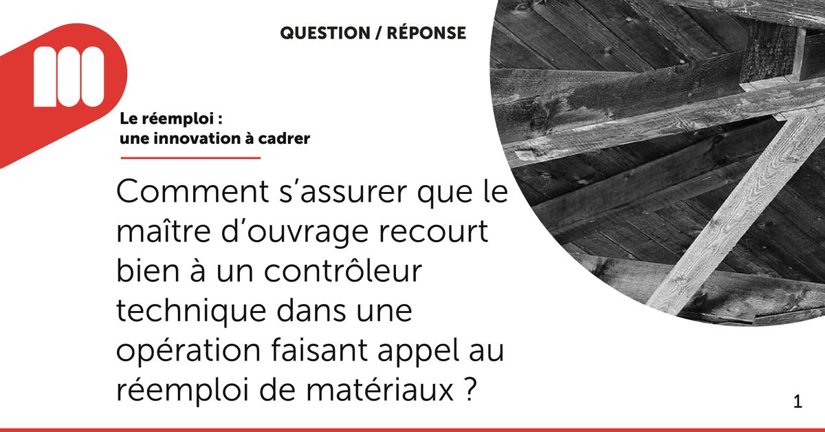 [Question-réponse]

Comment s’assurer que le maître d’ouvrage recourt bien à un contrôleur technique dans une opération faisant appel au réemploi de matériaux ?

Retrouvez la réponse juste ici.⤵️
bit.ly/3He9yWP

#Réemploi #concepteur #Teamarchi #ArchiMAF