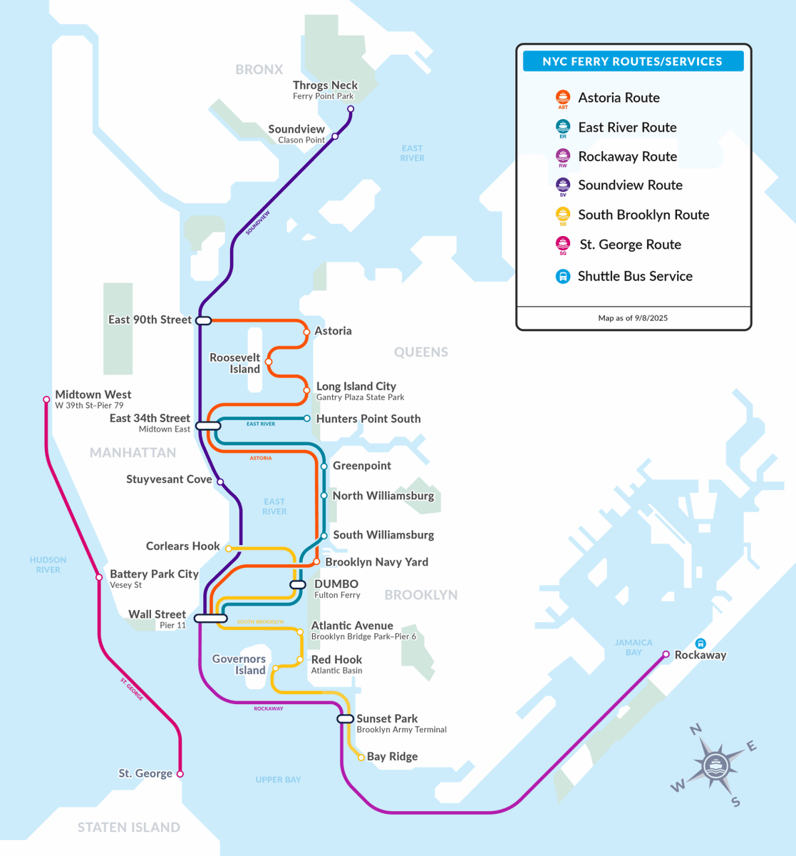 NYC Ferry route map