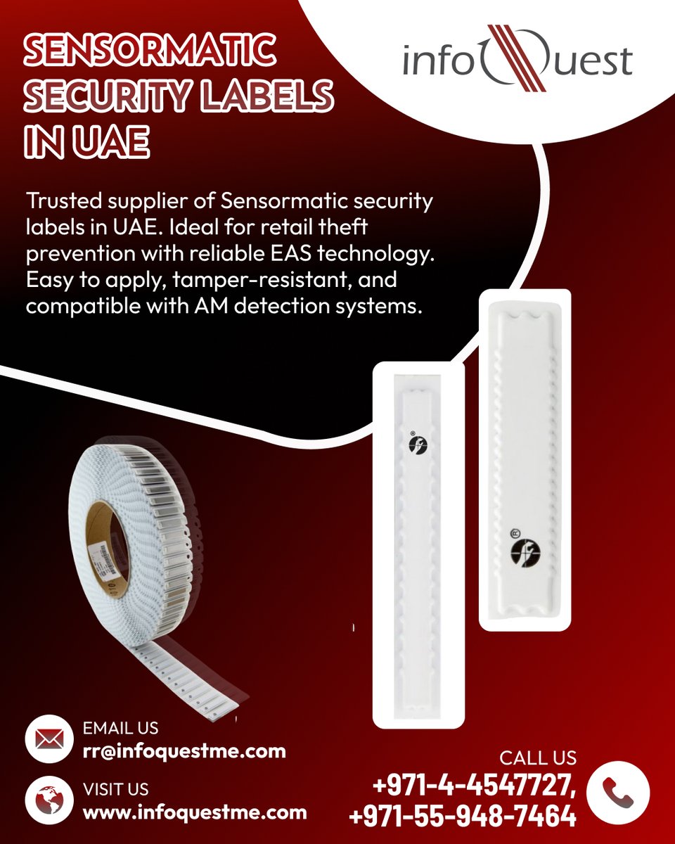 InfoquestDubai's tweet image. Tired of retail theft impacting your business?
Keep your profits safe and secure!

Learn more and secure your stock today! 📧 rr@infoquestme.com 📞 +971-4-4547727 🌐 infoquestme.com

#Sensormatic #SecurityLabels #RetailSecurity #InfoQuest #UAEBusiness #LossPrevention #EAS